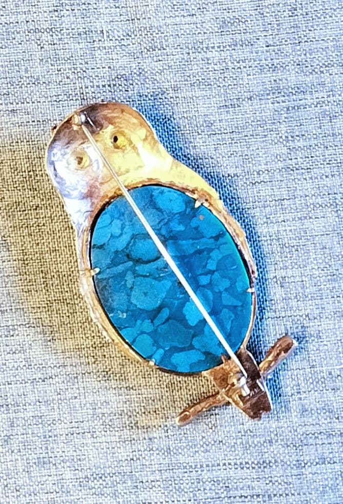 お値下げ！【希少】福島菊次郎　彫金ブローチ　シルバー&トルコ石