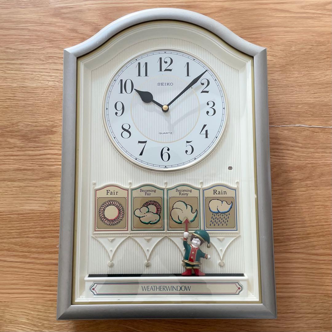 f*a様 完動品 天気予報からくり時計 セイコー ウェザーウインドウ 掛け時計