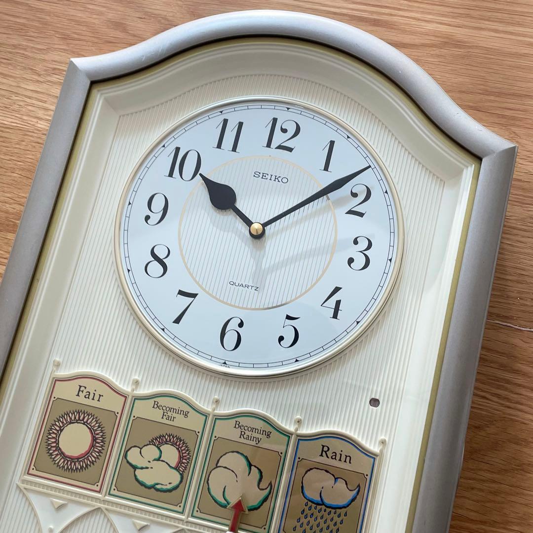 f*a様 完動品 天気予報からくり時計 セイコー ウェザーウインドウ 掛け時計