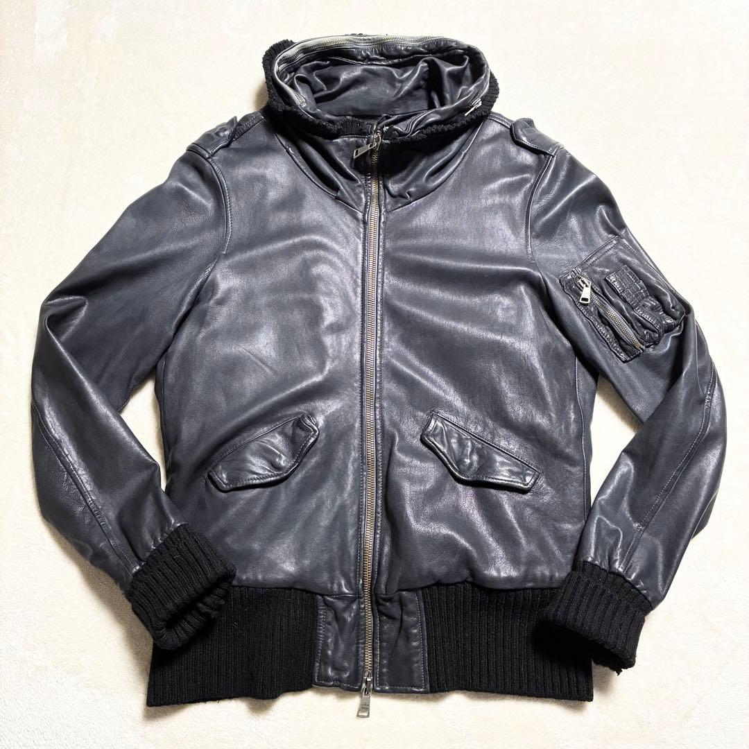 【美品】GIORGIO BRATO☆レザージャケット☆ライダース☆羊革☆墨黒☆