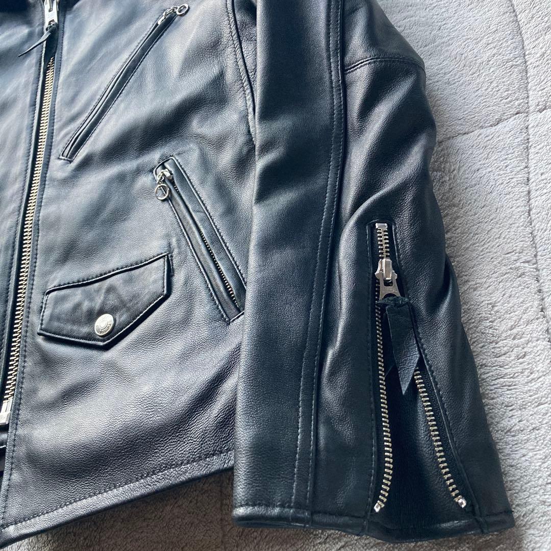 希少・極美品　ショット　羊革　パデッドトラッカージャケット シングルライダース