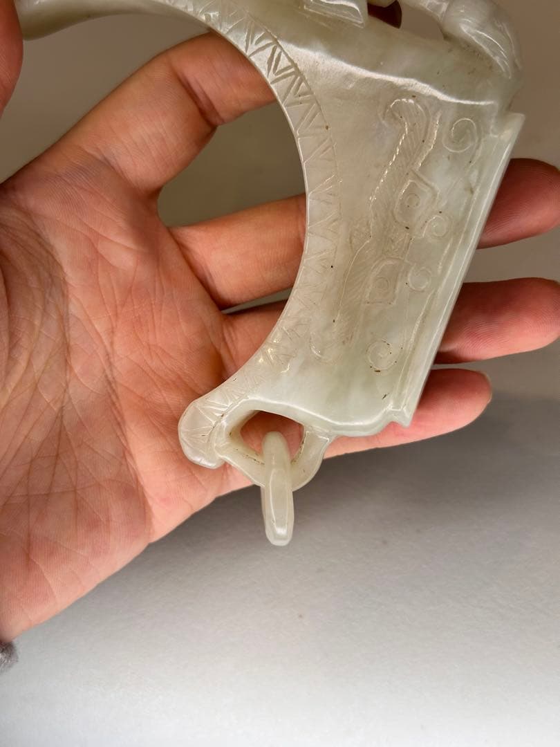 白玉 龍紋 筆架 龍彫 雕刻 文房具 古董品