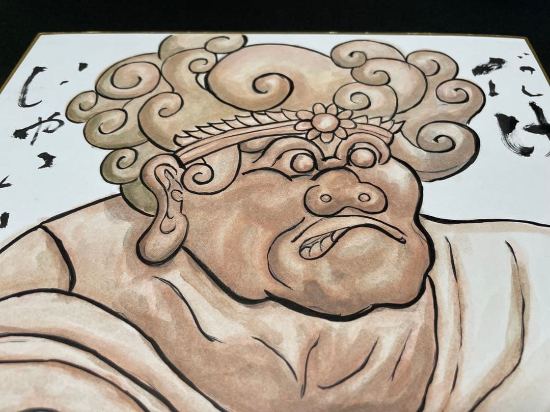 神像 日本画 茶色と白