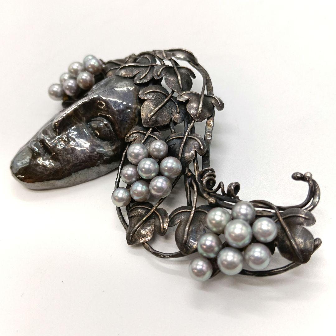 紘 シルバー パール ブローチ 三003