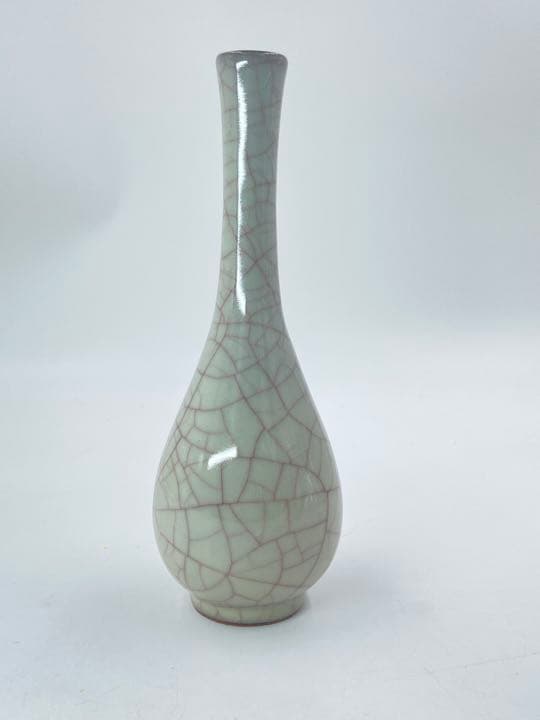 【島田幸一　作】粉青磁　花生　桐共箱　高さ約25㎝　花入　花瓶