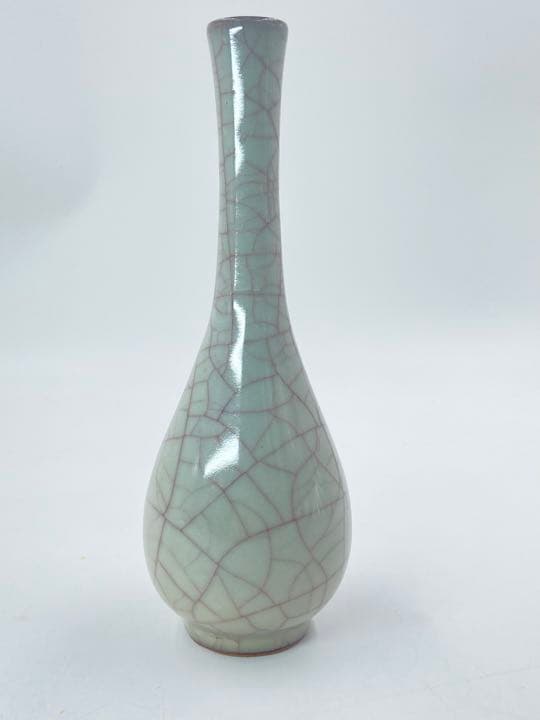 【島田幸一　作】粉青磁　花生　桐共箱　高さ約25㎝　花入　花瓶