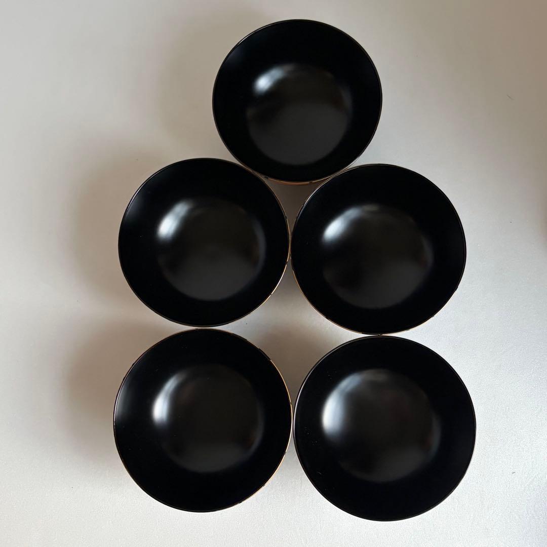 木製漆器　金蒔絵吸物椀五客　お椀　蓋付き椀　雑煮椀　お雑煮椀