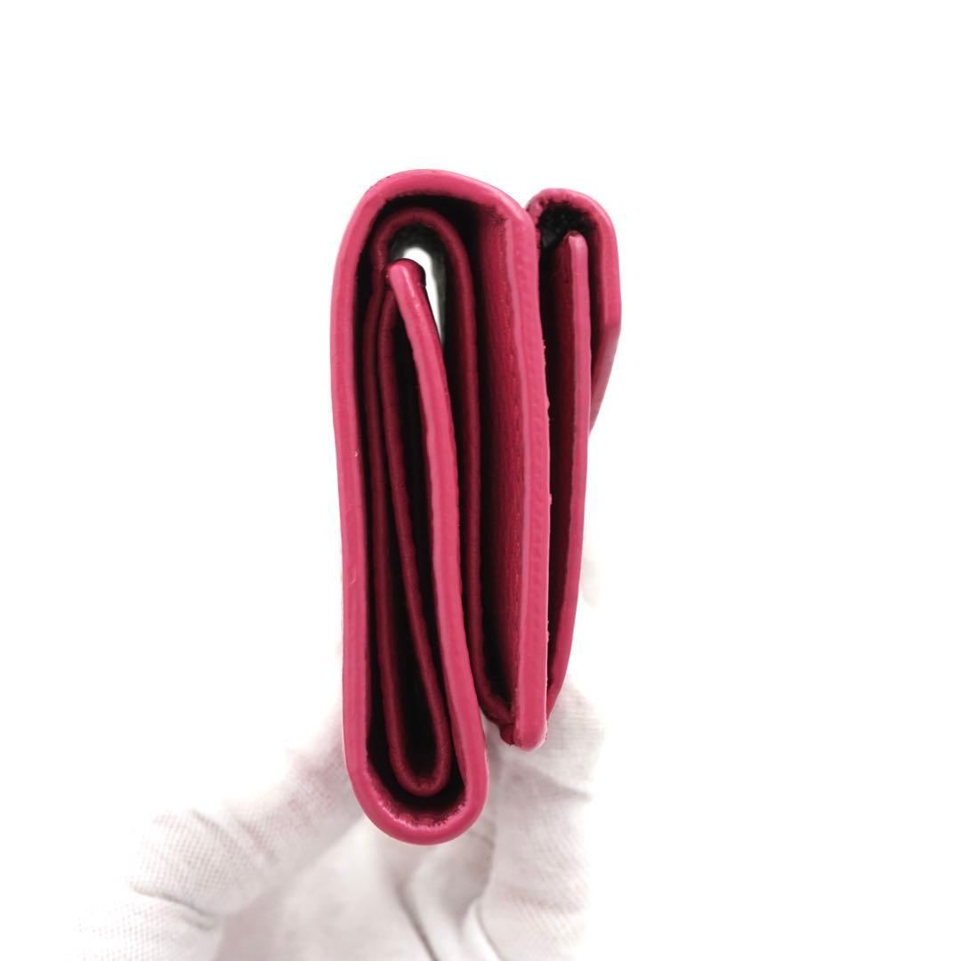 ✨専用✨　PRADA ミニ財布　シボ革　三つ折り　ピンク