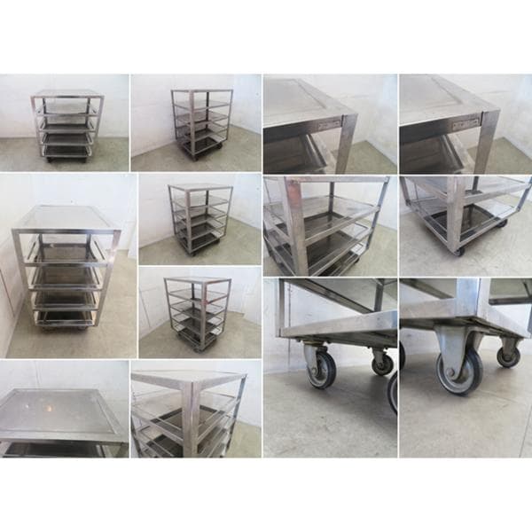 インダストリアル■ステンレス製■ワゴン■5段■工具■厨房■キャスター付■ガレージ