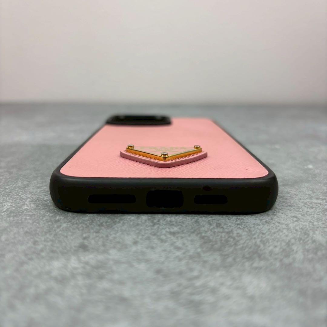 未使用級 プラダ iPhone14PRO MAX スマホカバー 三角ロゴ ピンク