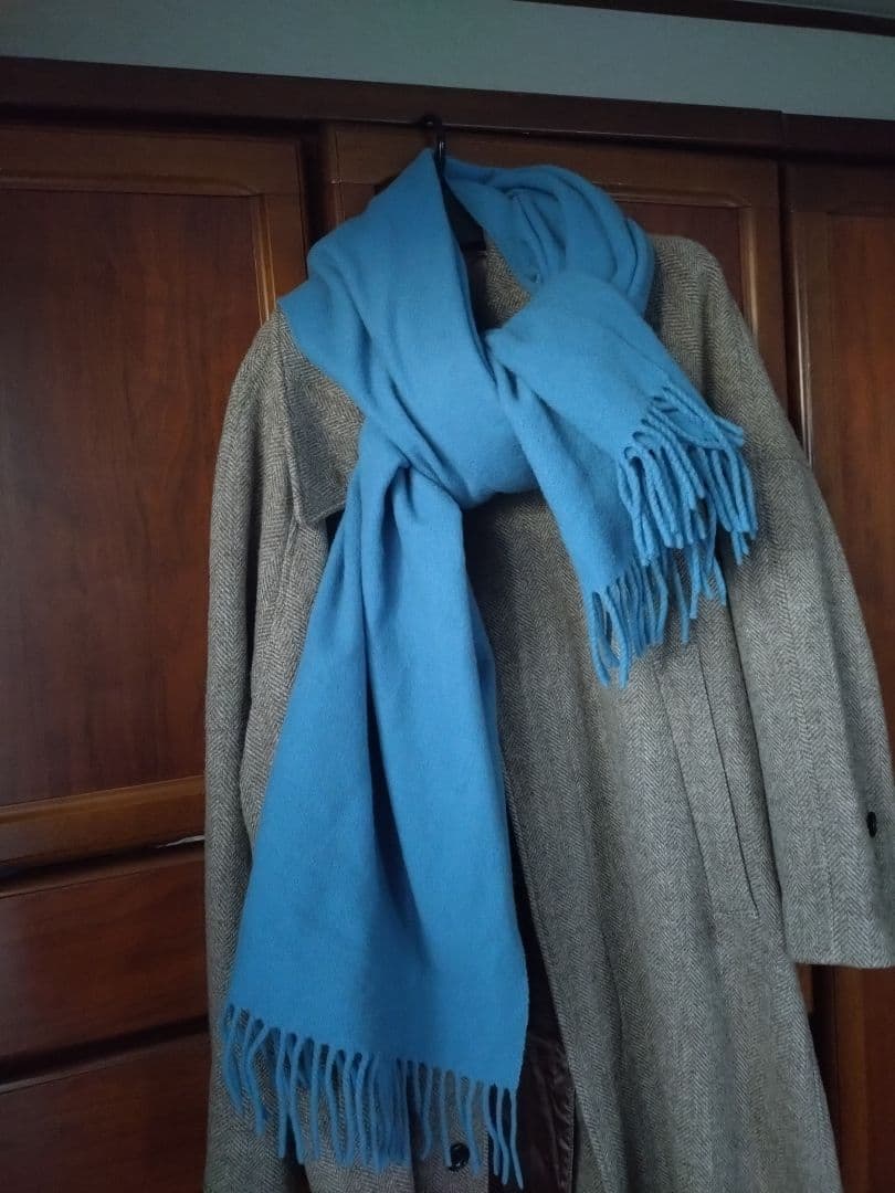 NOLLEYS ヘリンボーン チェスターコート＆ブルーマフラー付き