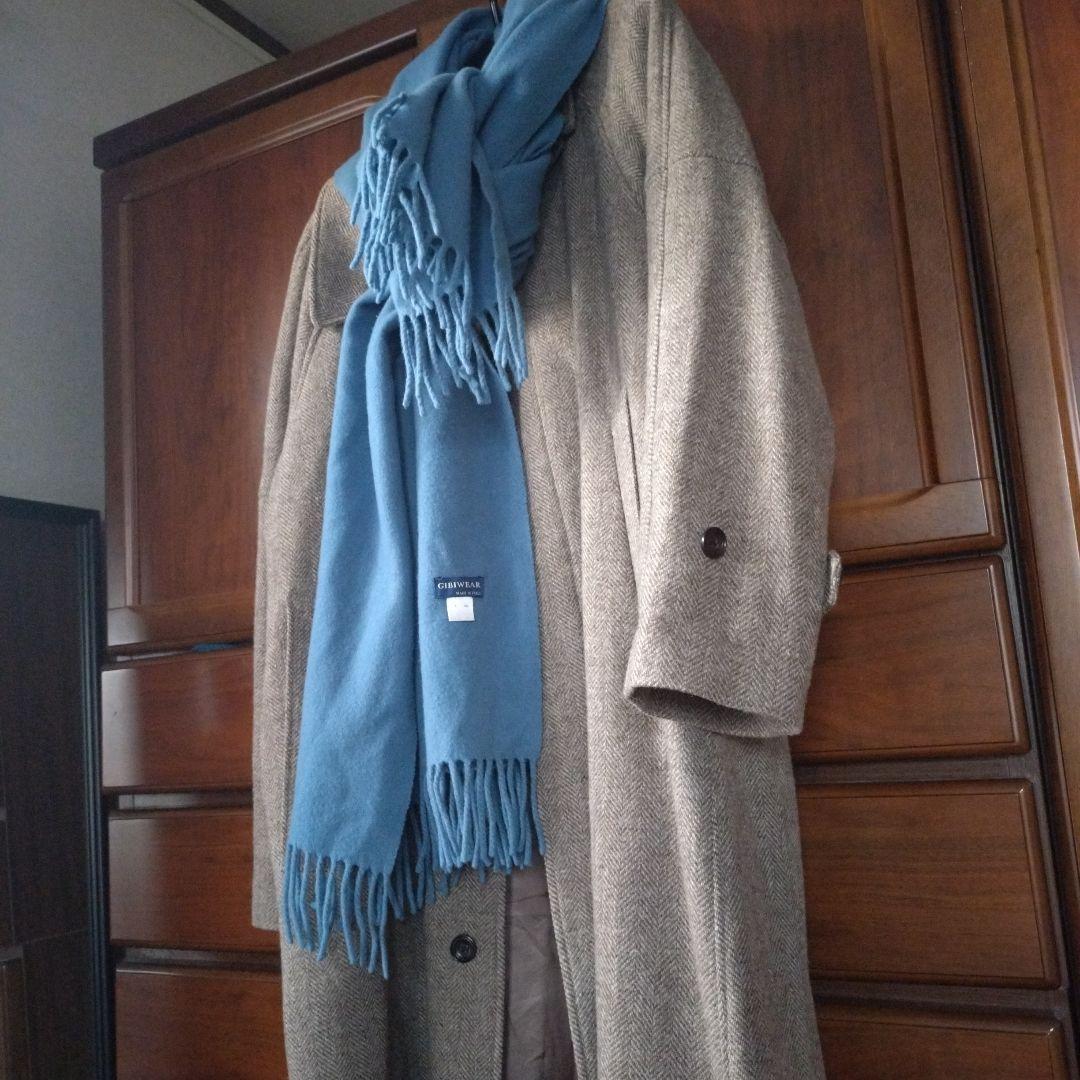 NOLLEYS ヘリンボーン チェスターコート＆ブルーマフラー付き