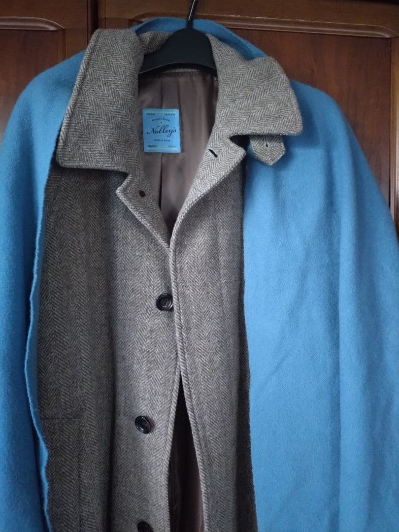 NOLLEYS ヘリンボーン チェスターコート＆ブルーマフラー付き