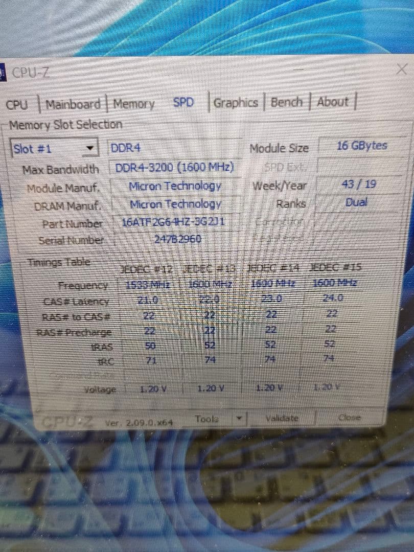 Micron DDR4-3200 16GB メモリ