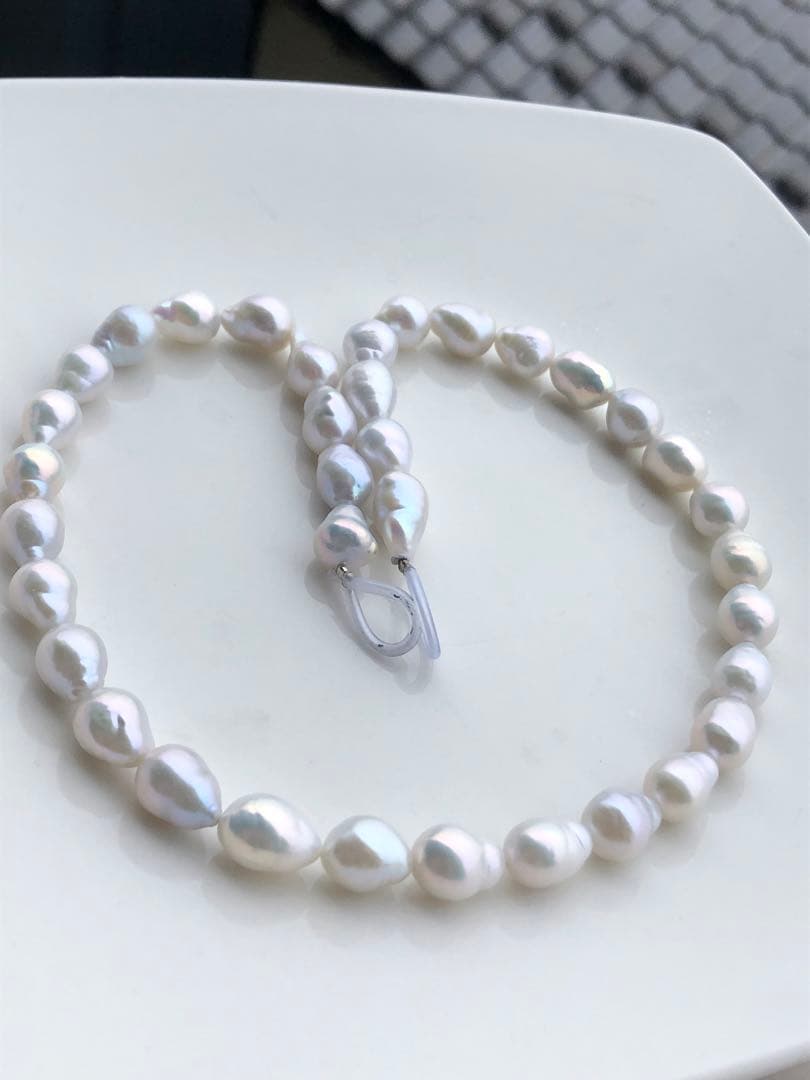 虹色　淡水バロックパールネックレス1連　FG25