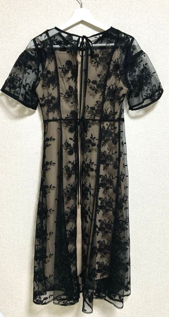 【美品】Leja 花柄後ろリボン半袖キャミワンピースセットアップドレス　S