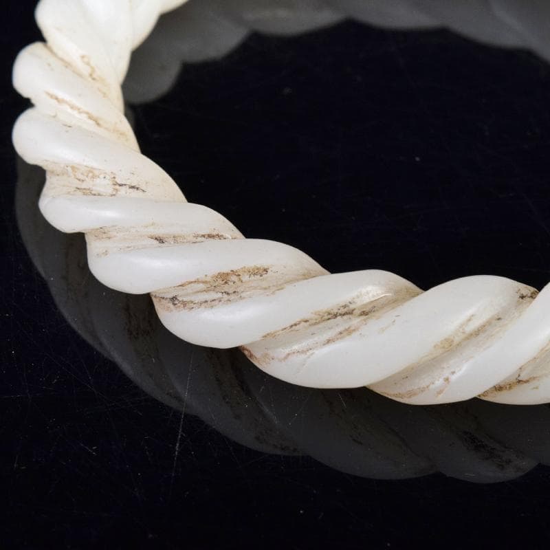 中国　玉石白玉彫刻　玉器　環　装飾品　C　8796E