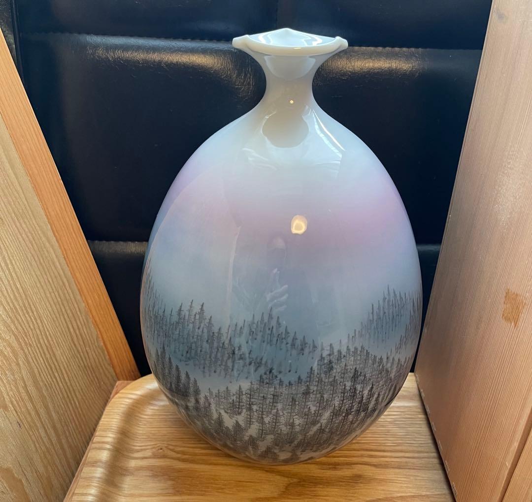 日展作家　伝統工芸作家　藤井朱明 作　「朝日」 花瓶　花入　壺　共箱あり