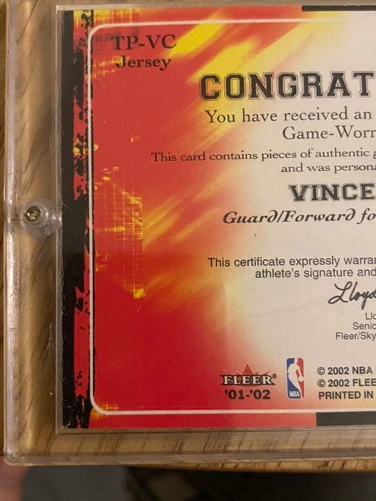 NBA ビンス・カーター　直筆サイン入り実使用ジャージーカード　世界50枚限定
