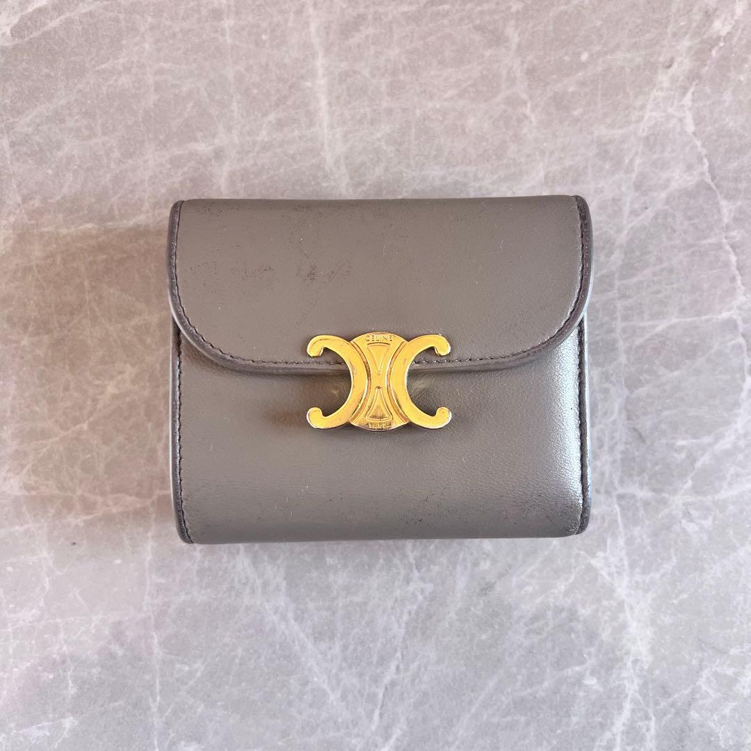 CELINE セリーヌ トリオンフ コンパクトウォレット グレージュ