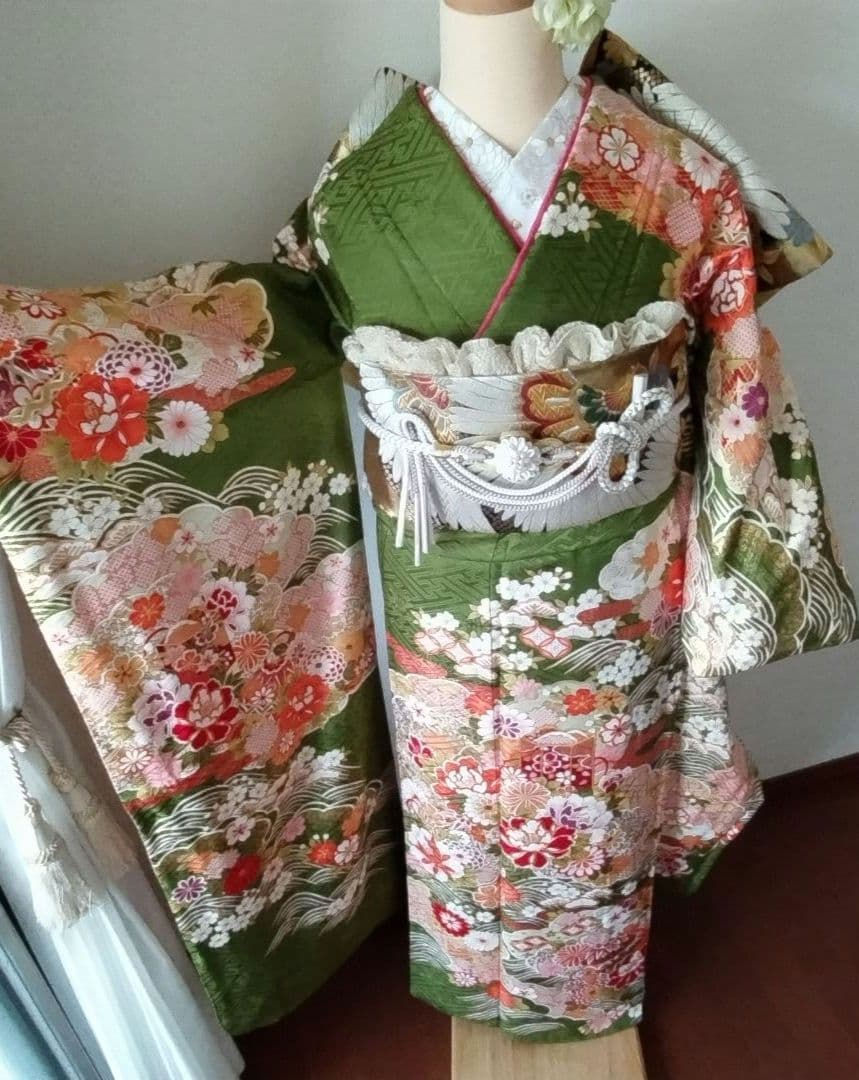 442.凛と可愛い！振袖7点セット　正絹　フルセット　成人式