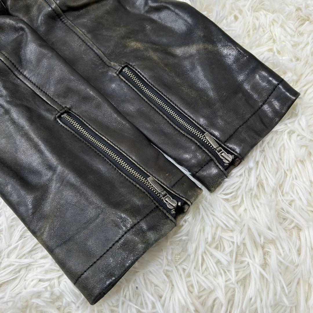 【美品/M】バーバリーブラックレーベル ライダース レザージャケット ラムレザー