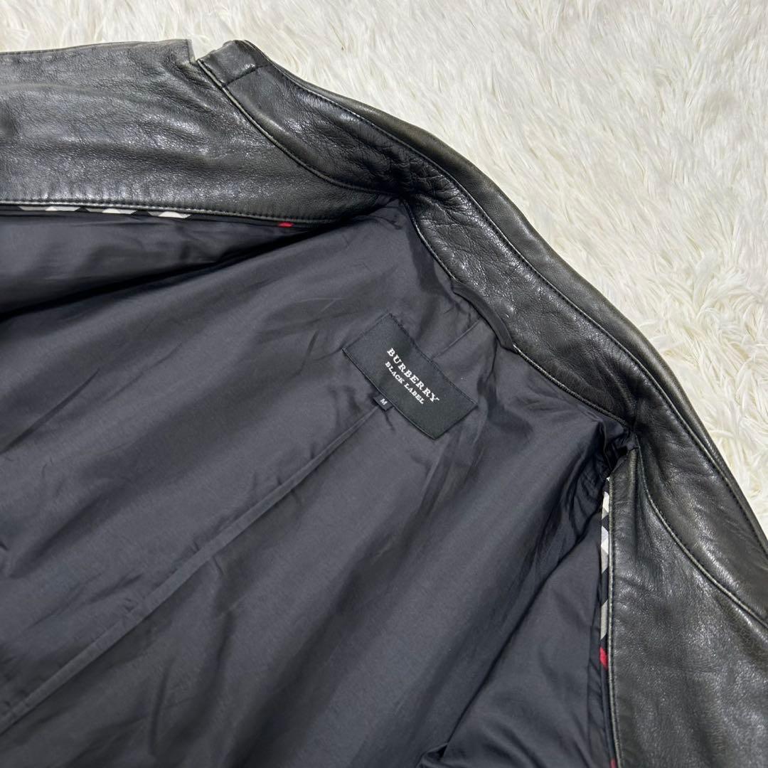 【美品/M】バーバリーブラックレーベル ライダース レザージャケット ラムレザー