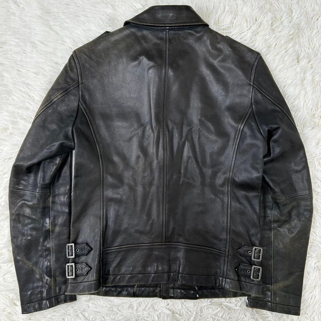 【美品/M】バーバリーブラックレーベル ライダース レザージャケット ラムレザー