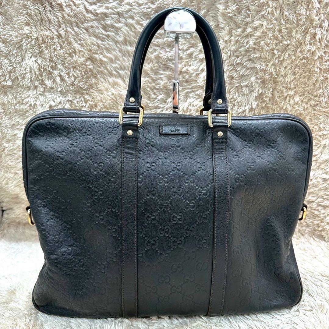 【美品】GUCCI グッチ シマ ビジネスバッグ レザー GG ブリーフケース