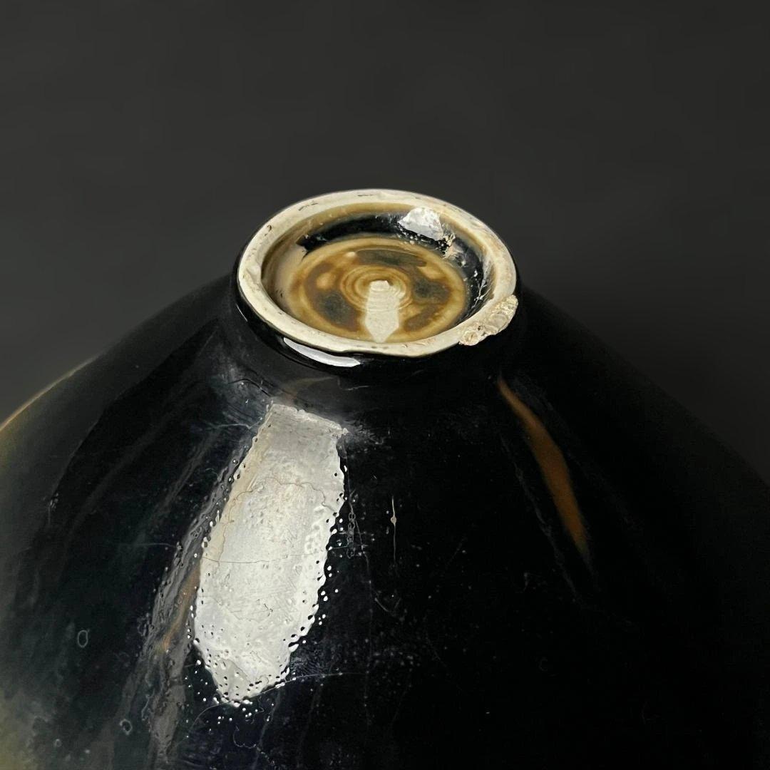 唐物 定窯 黒釉鉄斑紋碗 中国美術 古玩 時代物 SH96