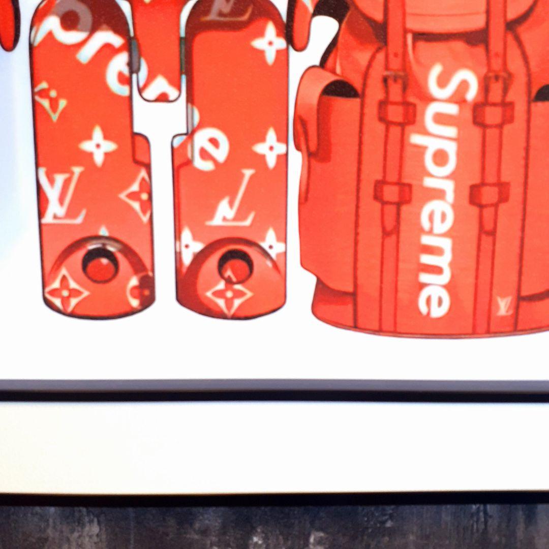 スケボーフィギア付　Louis Vuitton　Supreme　3Dアートパネル