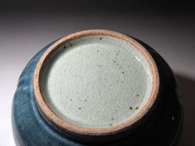 ☆　河井寛次郎　呉須輪花鉢　どっしりかまえた一品です☆y447