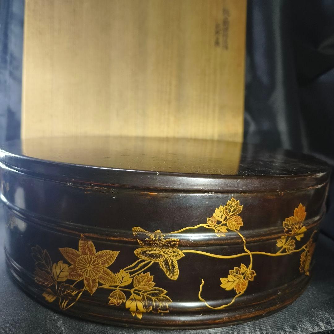 茶道具 桃山期蒔絵洗桶 煎茶茶櫃 木製漆器 骨董 時代物 桐箱入り 蒐集家蔵出し