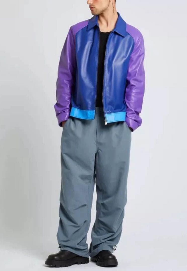 ユークス●未使用級/希少カラー●高級イタリア製ラムレザー バイカージャケット L