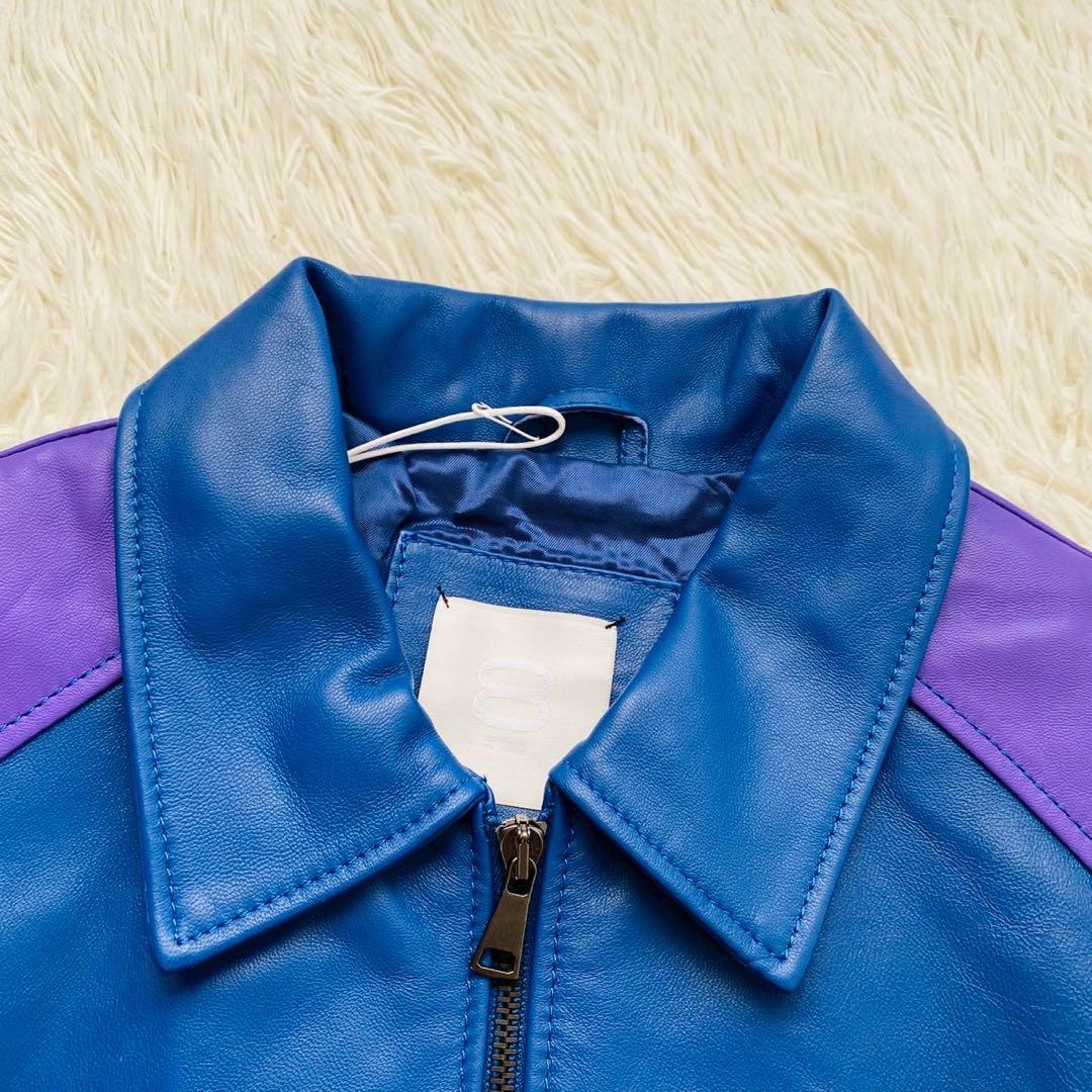 ユークス●未使用級/希少カラー●高級イタリア製ラムレザー バイカージャケット L