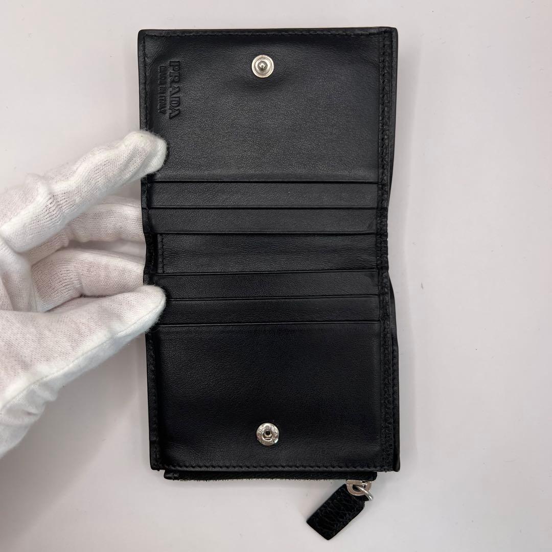 PRADA 二つ折り財布　ブラック　ヴィッテロダイノ　2ML049　レザー　財布