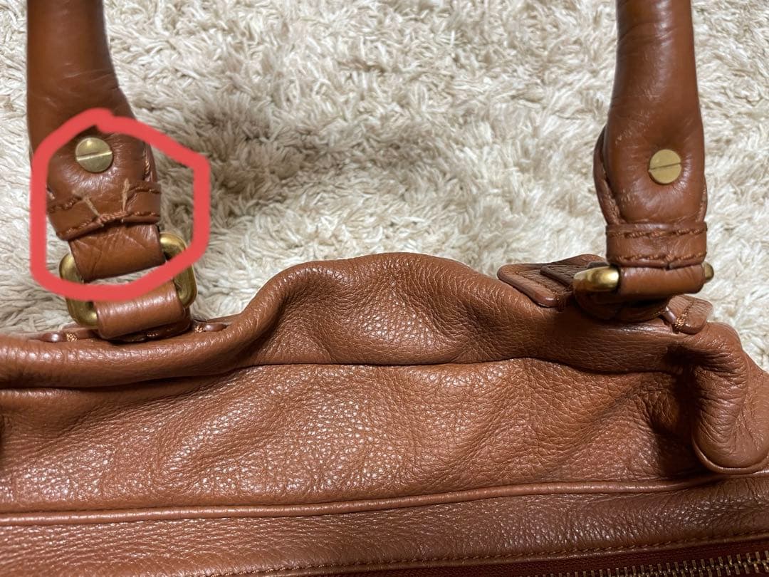 マークジェイコブス ブラウン レザー ハンドバッグ