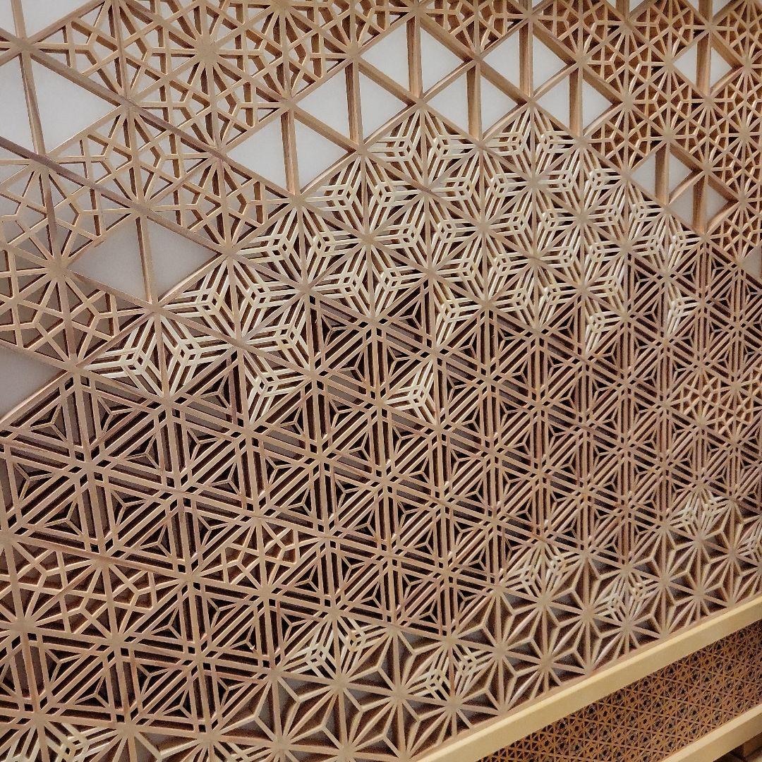 木製 和風 透かし彫り 間仕切り　富士山　掛障子