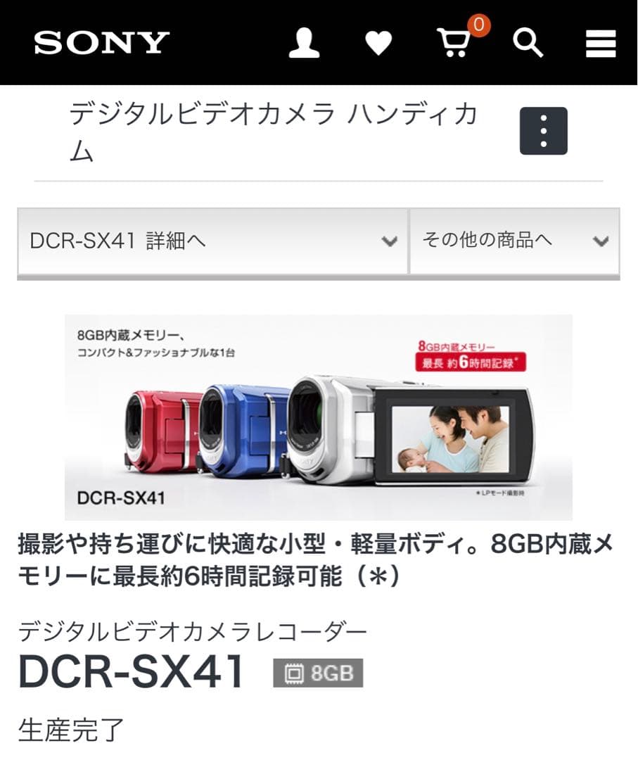 正規品 SONY ソニー ビデオカメラ DCR-SX41
