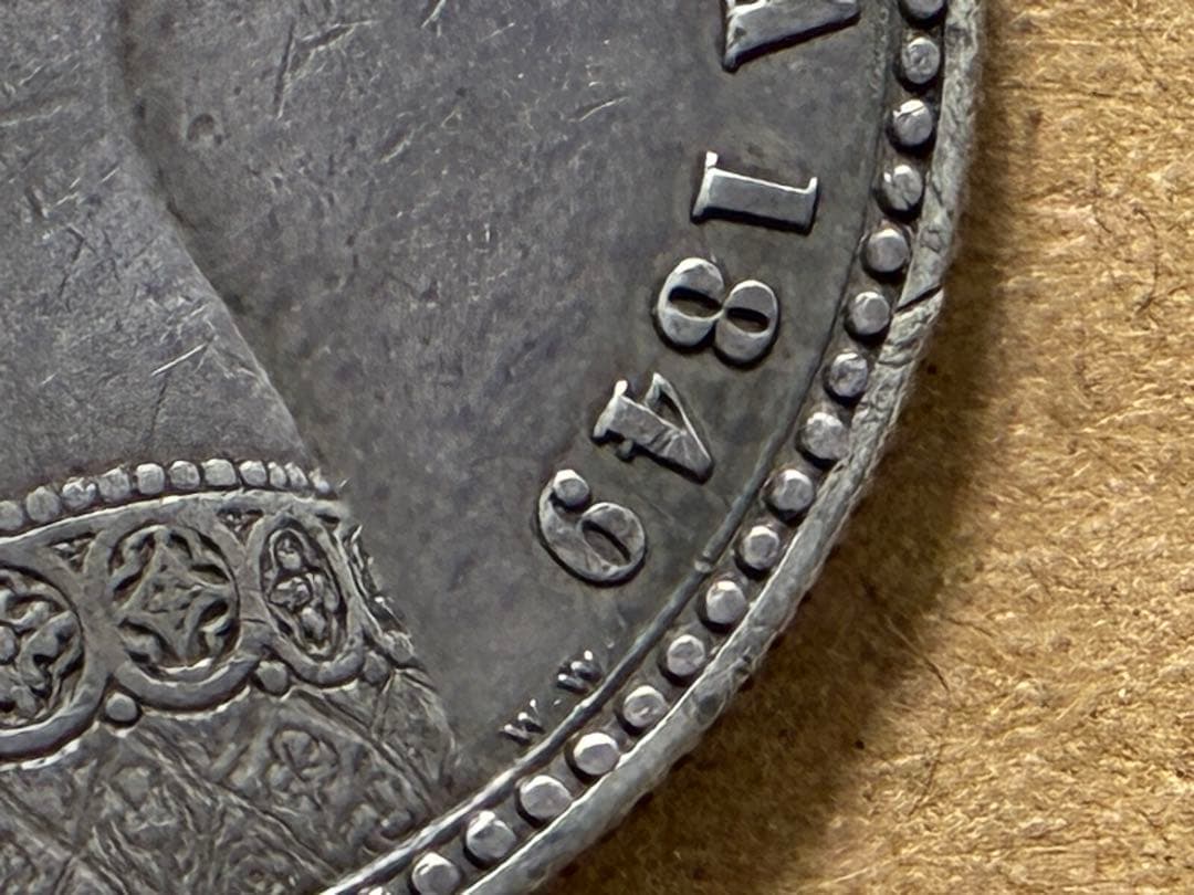 1849年 イギリス ゴッドレス フローリン ヴィクトリア女王 銀貨
