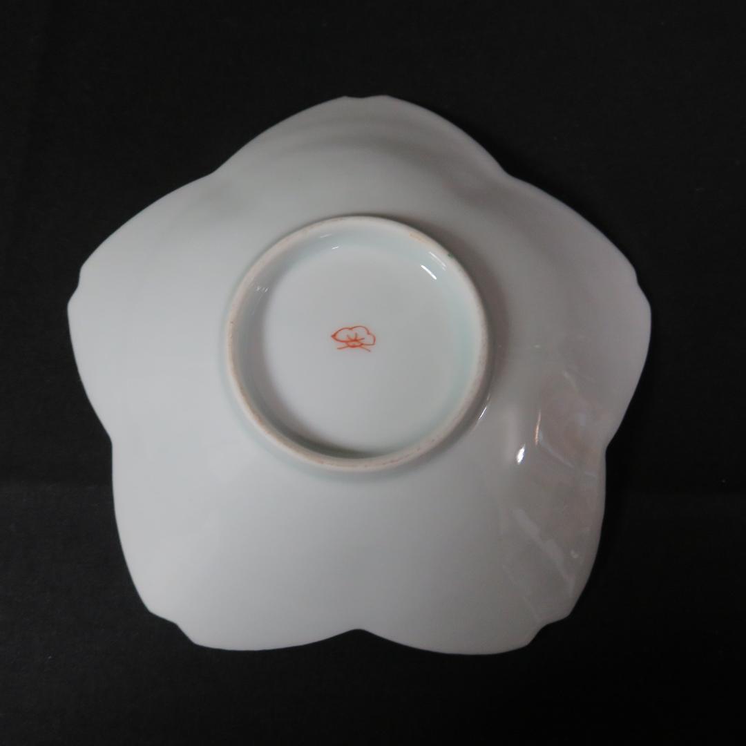 錦桐鳳凰五寸皿 鳳凰皿 輪花型 変形皿 色絵付 古伊万里 明治 共箱 21枚