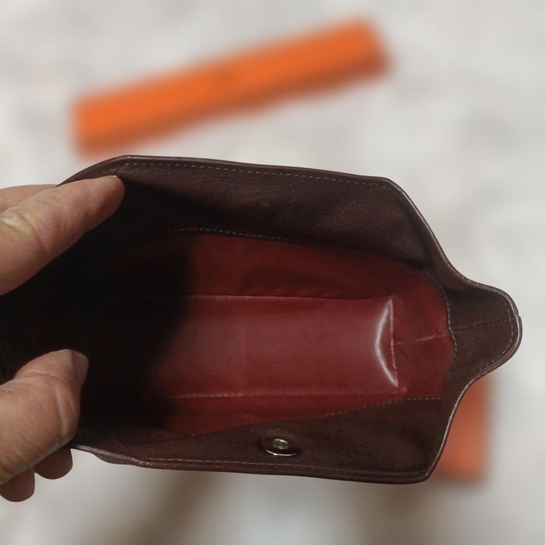 エルメスブラウンレザー 筆箱 ペンケース　メガネケース