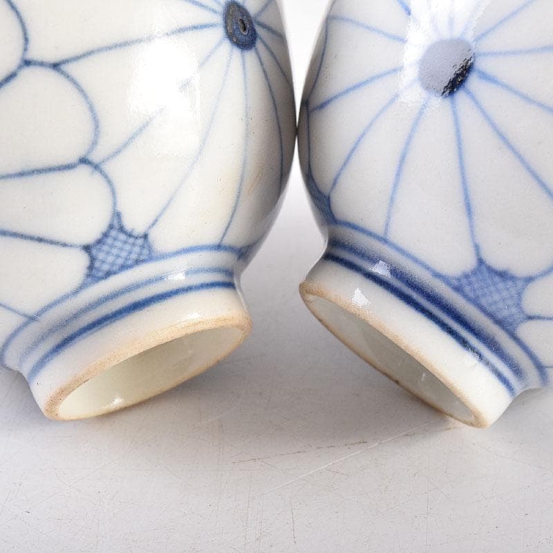 伊万里焼　古伊万里　染付　菊花文　煎茶碗　5客まとめて　C　7960