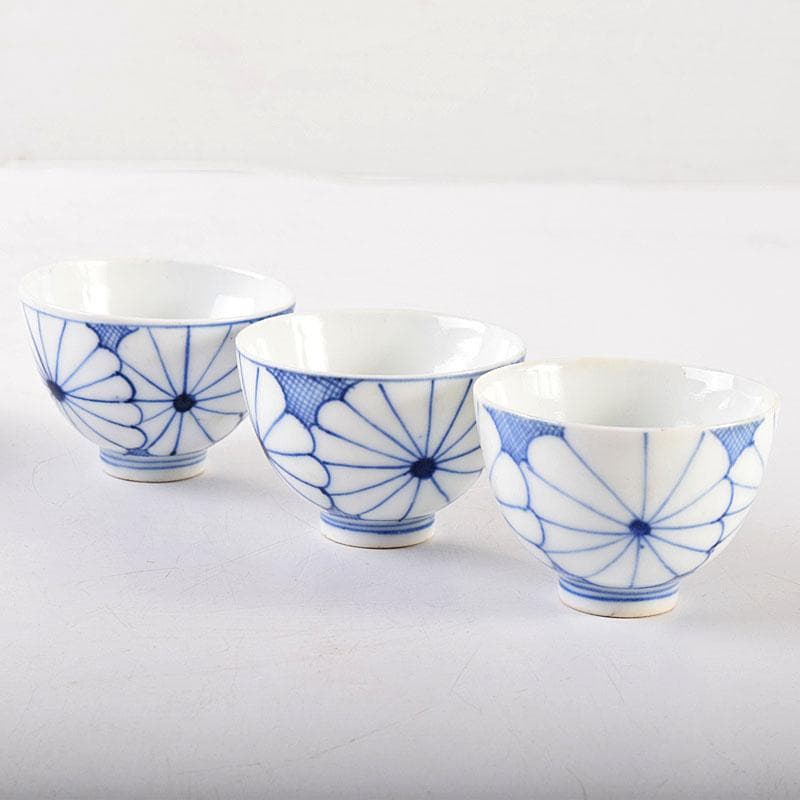 伊万里焼　古伊万里　染付　菊花文　煎茶碗　5客まとめて　C　7960