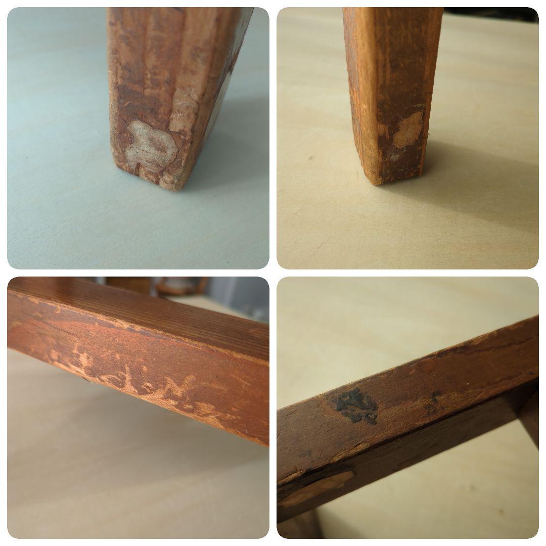 木製　作業台　テーブル　机　アンティーク　レトロ　古道具　スツール　椅子　イス