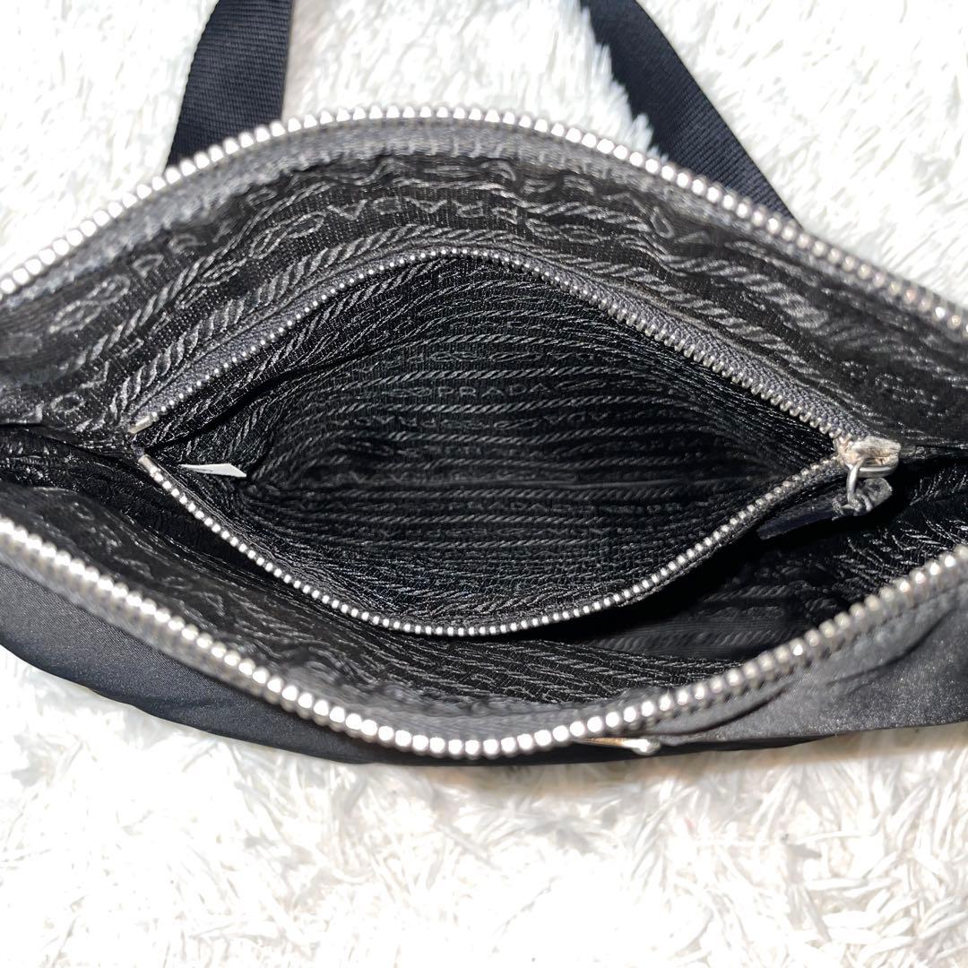 【美品】PRADA プラダ　ショルダーバッグ　ナイロン　レザー　ブラック　黒