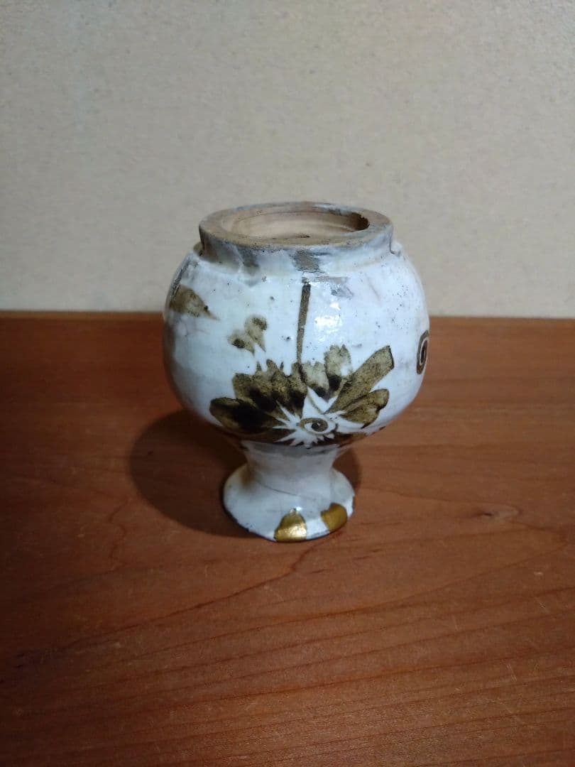 磁州窯 鉄絵 兎福 草花紋 小徳利