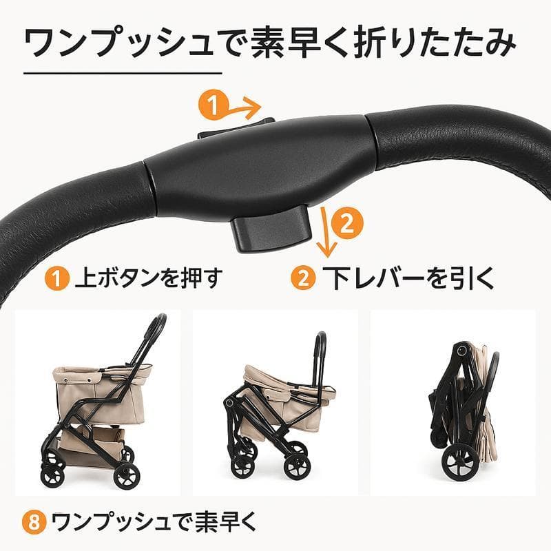 軽量ペット用ベビーカー 折りたたみ可能