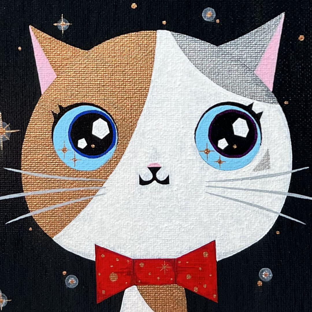 「月夜のおとぎ話」｜絵画 原画 抽象画 動物画 猫の絵 イラスト ドローイング