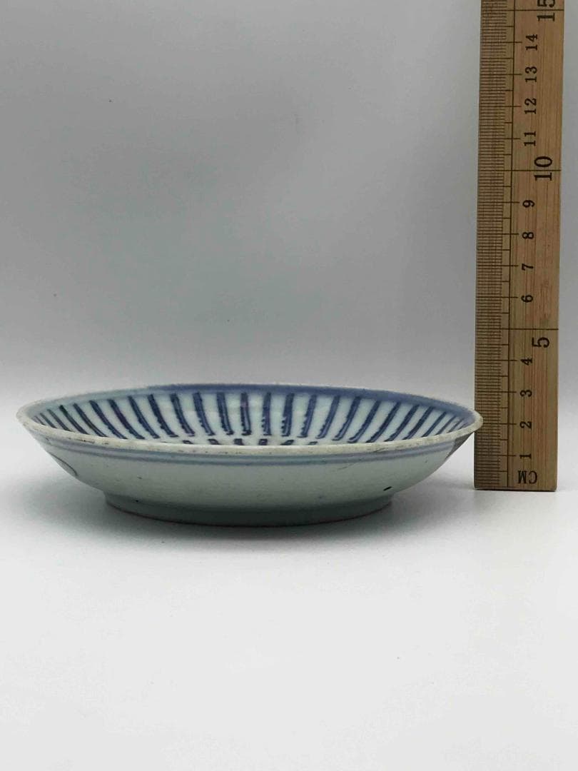 明時代　染付 青花 百寿文盤　古染付皿 唐物(C-39)